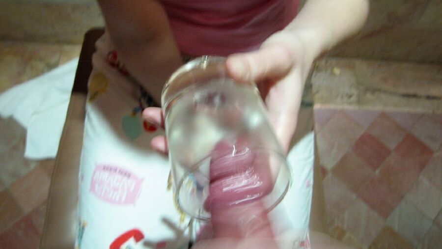 nice girl drinking glass of cum