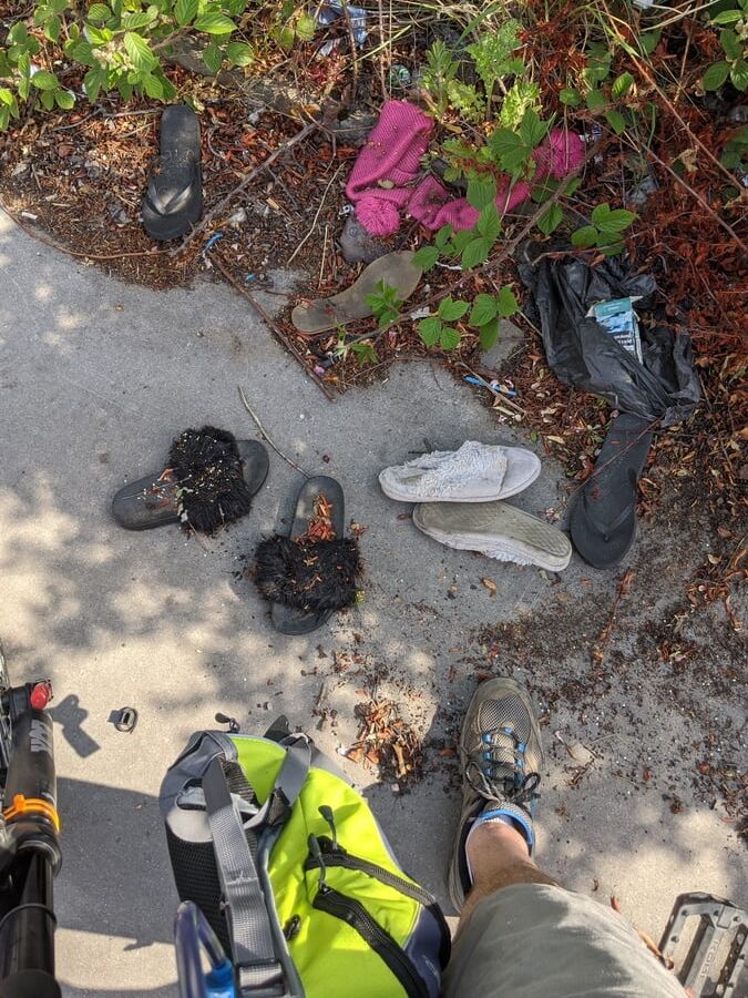Abandoned girls slippers