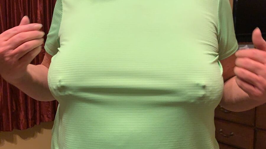 Granny Braless Wears Green