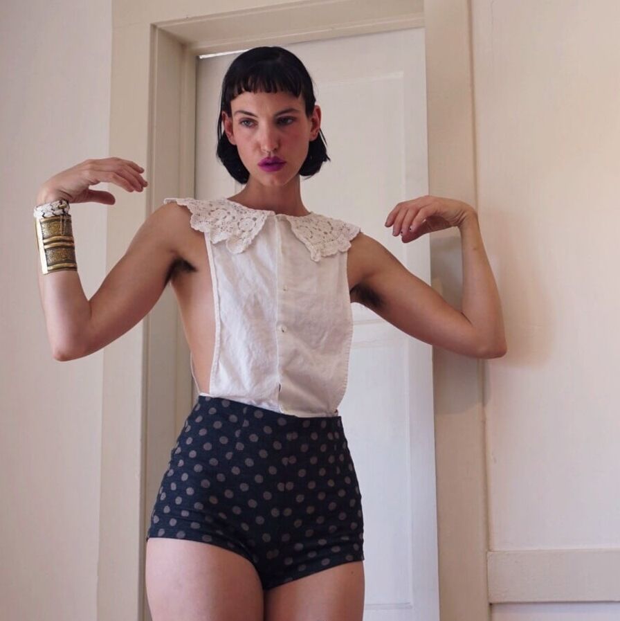 Modelling, selling clothes, natural pitted sexies