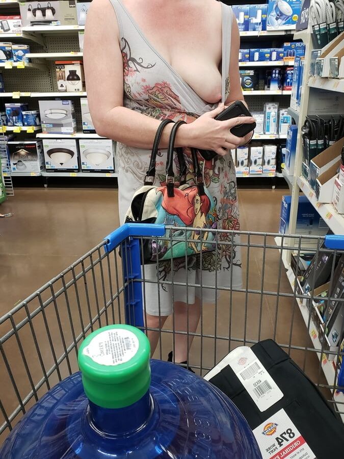 Redhead wife public flashing