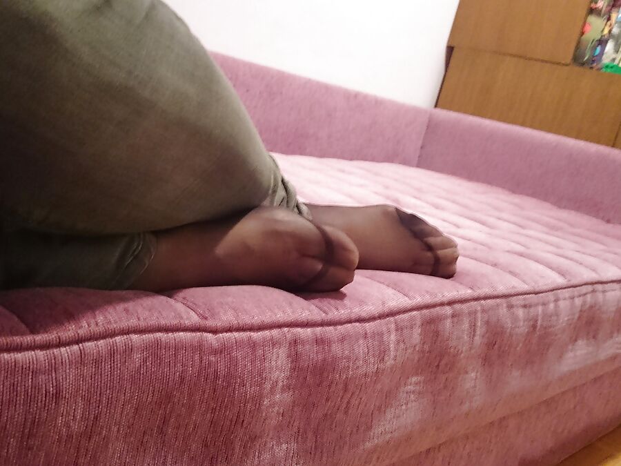 Wife nylon feet