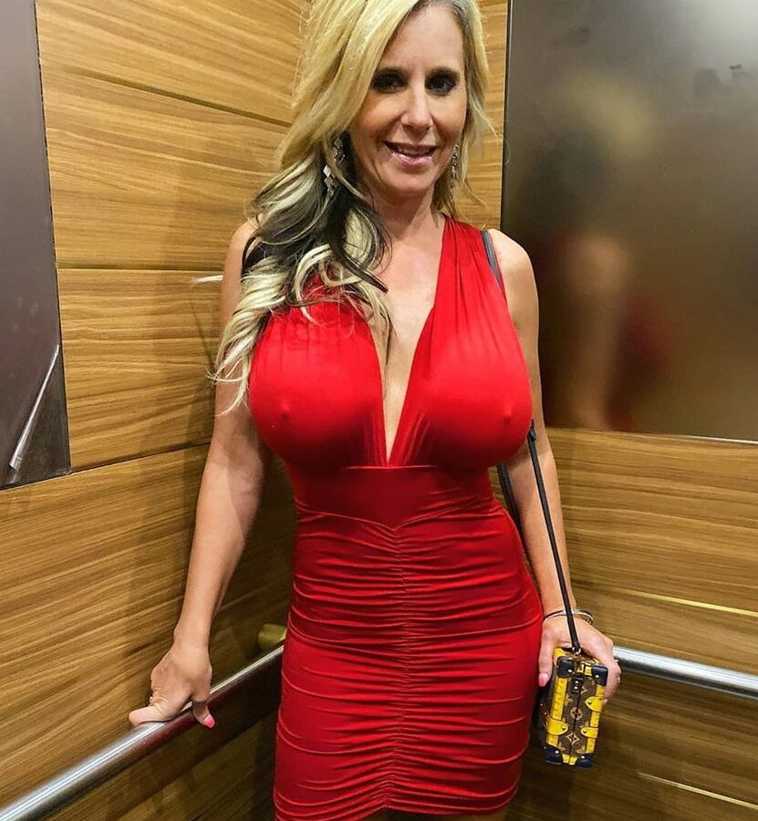 Hot real MILF with big tits and hard nipples