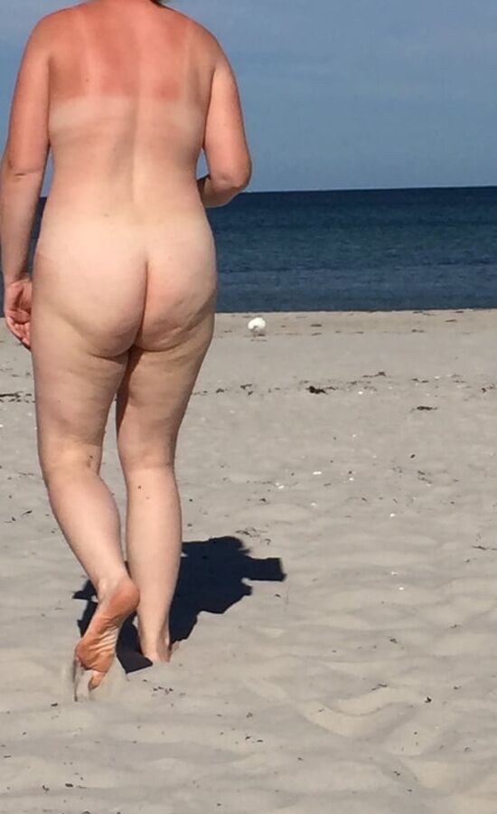 - my wife Annette - naked and hairy on the beach