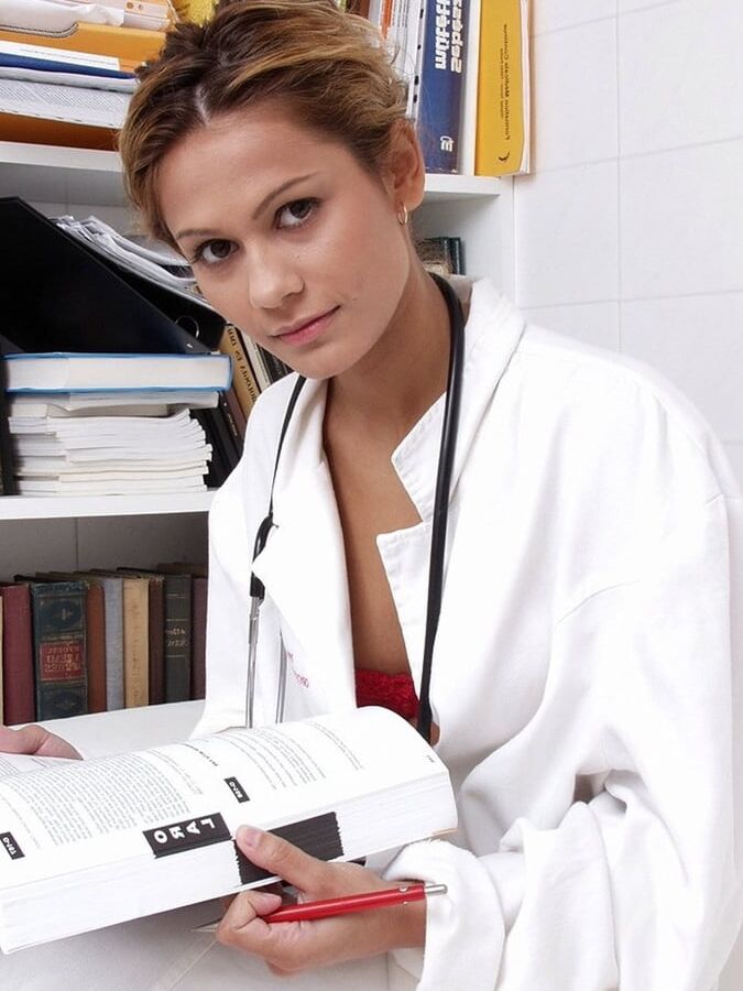 Janas Special - Solo Girl Removes Her Lab Coat To Model