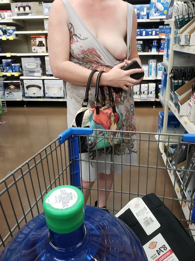 Redhead wife public flashing