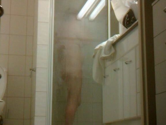 Hot big tit and hairy mature in shower