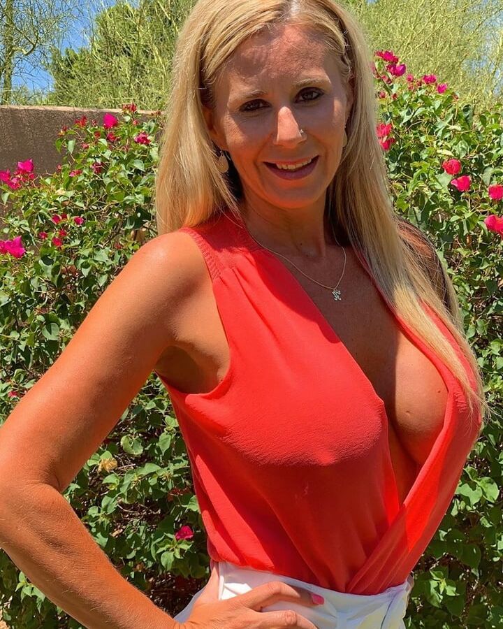 Hot real MILF with big tits and hard nipples