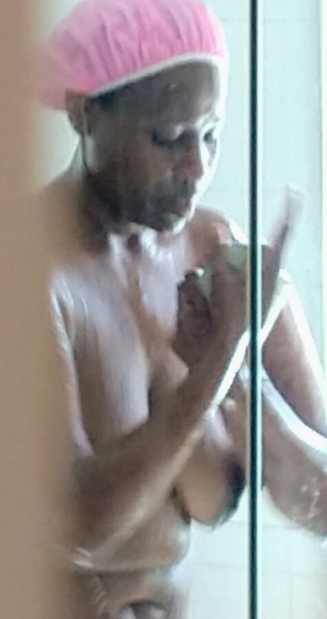 Wife washing her big tits