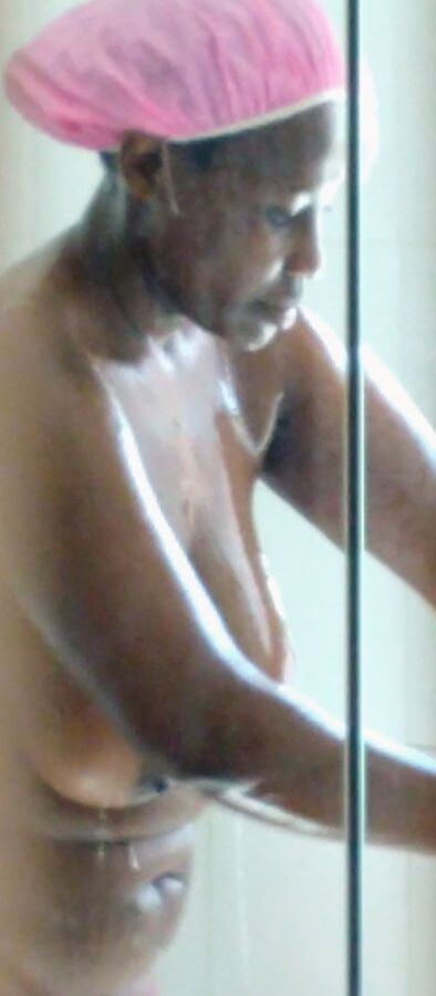 Wife washing her big tits