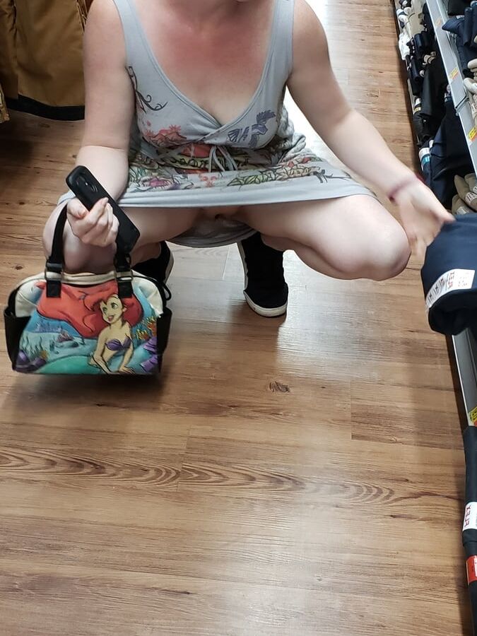 Redhead wife public flashing