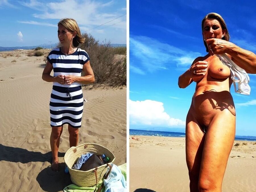 dressed and undressed on the beach