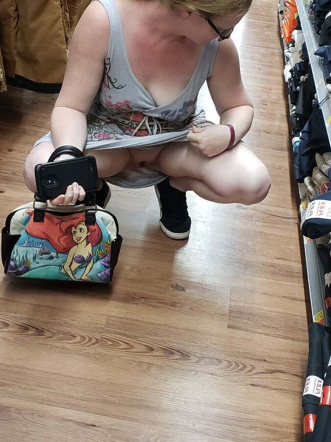 Redhead wife public flashing