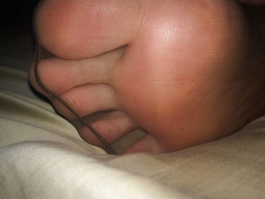Wife nylon feet