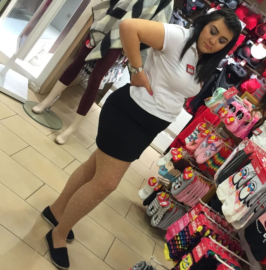 Pantyhosed Shopping - Cheap Shop Staff