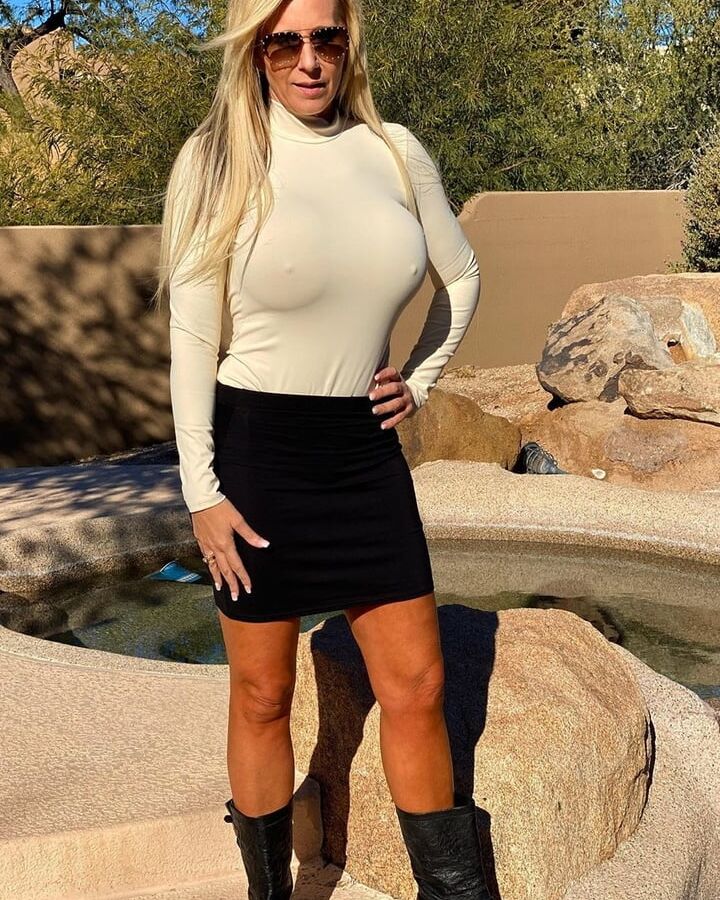 Hot real MILF with big tits and hard nipples