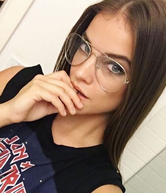 Barbara Palvin with glasses