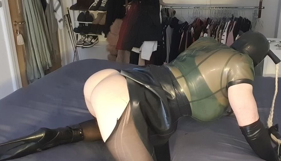 My latex slut ready for her mistress big cock up her tight a