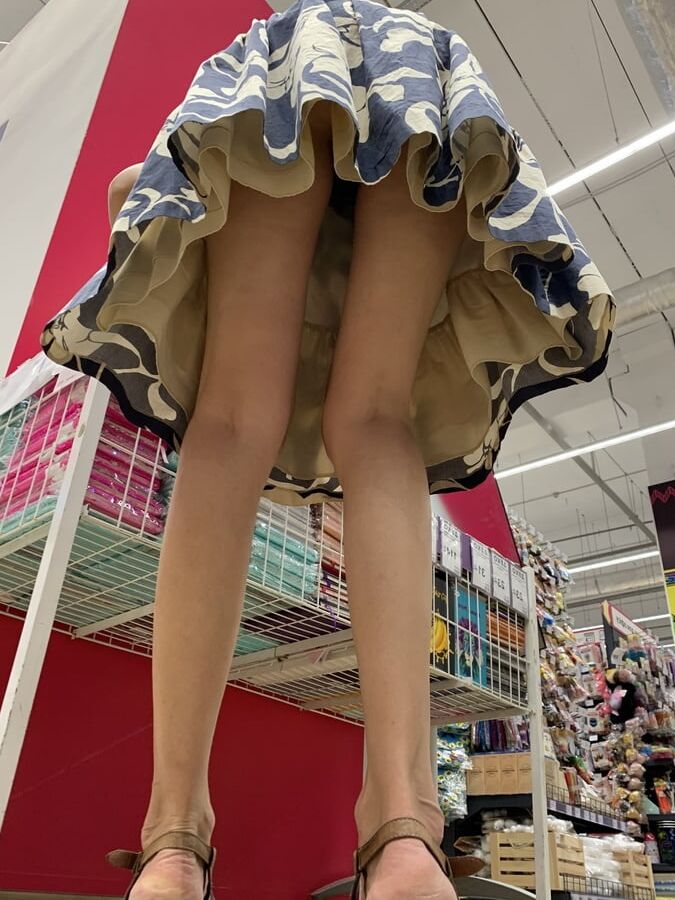 Long skinny mature. Upskirt black panty