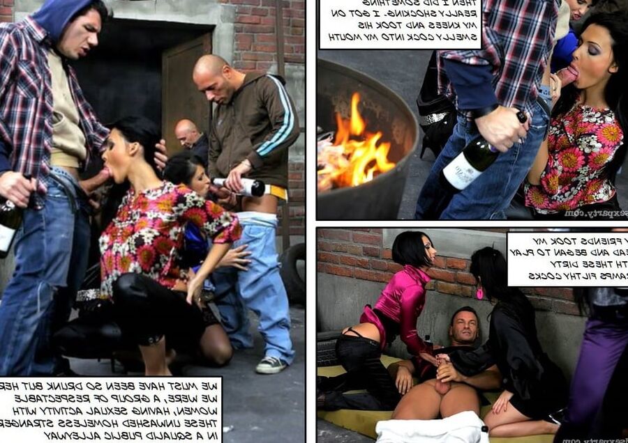 Bachelorette party and homeless tramps