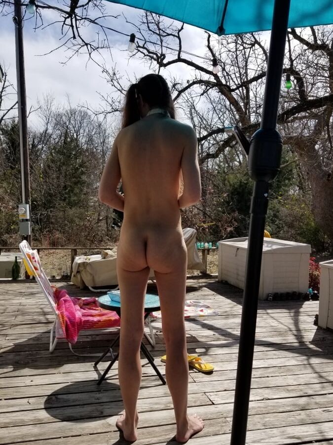 Wife nude outside