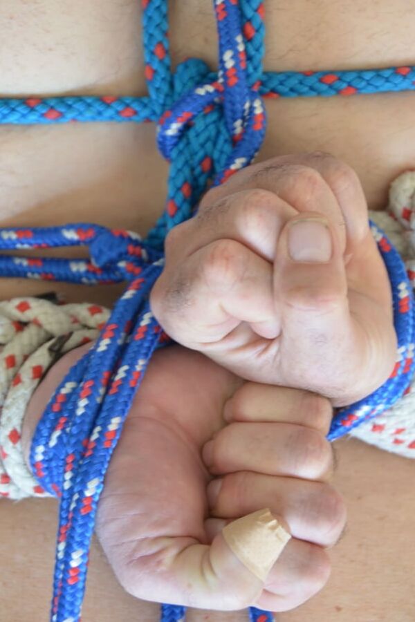 Bounded Shibari cuckold in rope