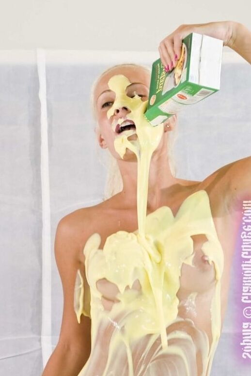 Messy girls covered in goo