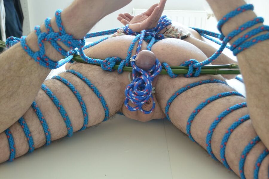 Bounded Shibari cuckold in rope