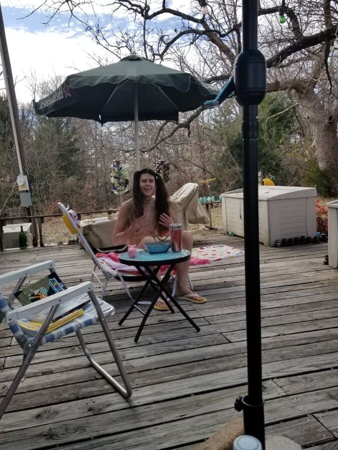 Wife nude outside