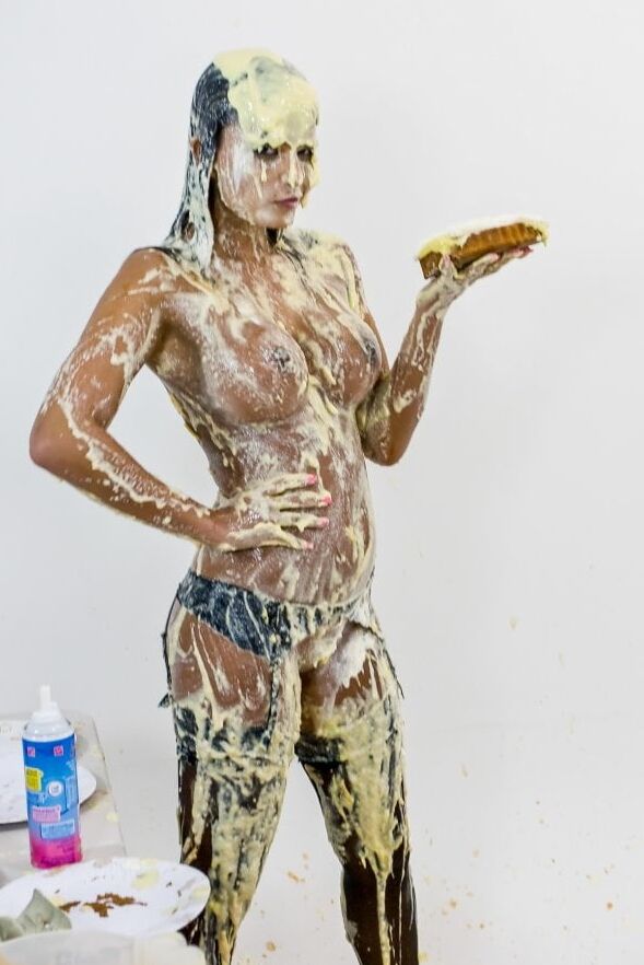 Messy girls covered in goo
