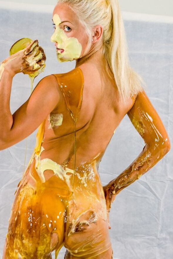 Messy girls covered in goo