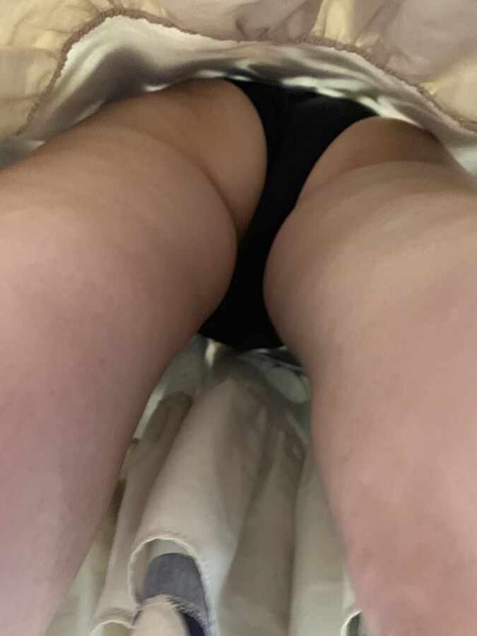 Long skinny mature. Upskirt black panty