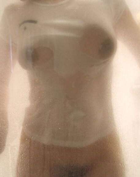 Boobs and butts against shower door