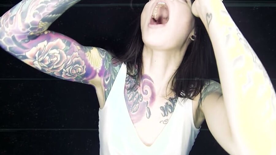 Rock Singer Renee Phoenix With Her Big Sexy Mouth Open