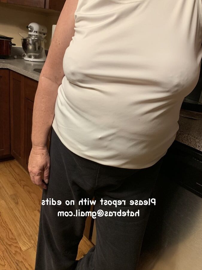 Granny Braless At Home