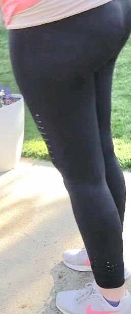 Wife in her gymshark pants with pics of panties she wore!