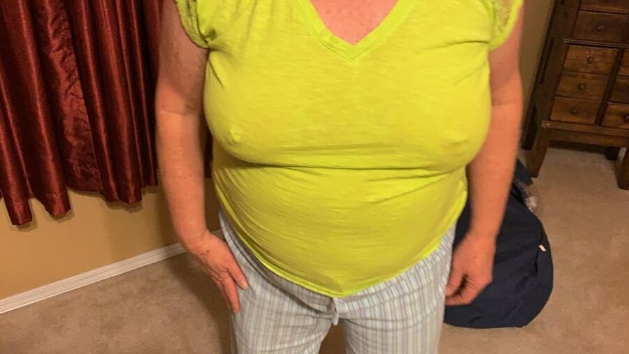 Granny Braless At Home