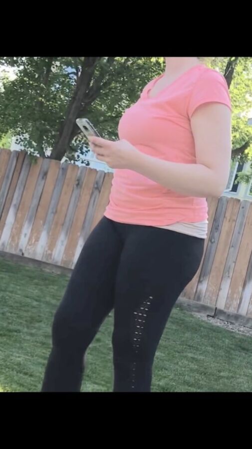 Wife in her gymshark pants with pics of panties she wore!