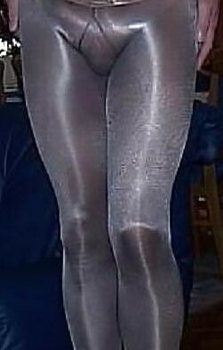 shiny pantyhose over brown stockings