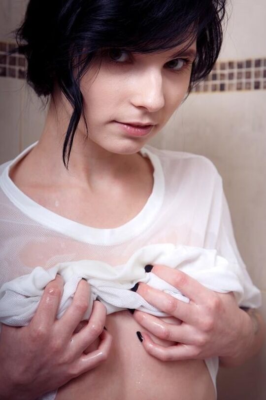 Voodoo emo teenager oiled in shower