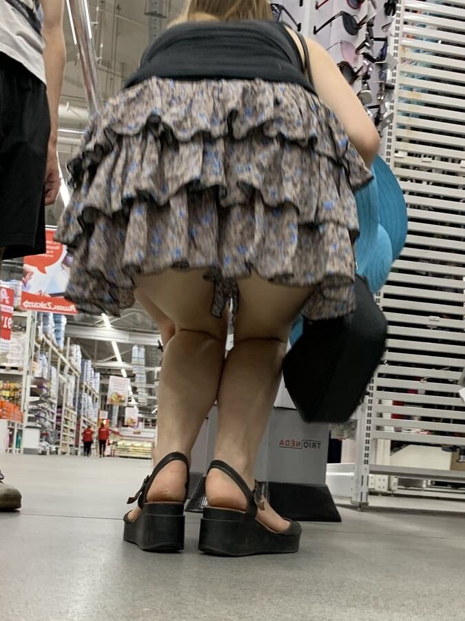 Pink panty upskirt
