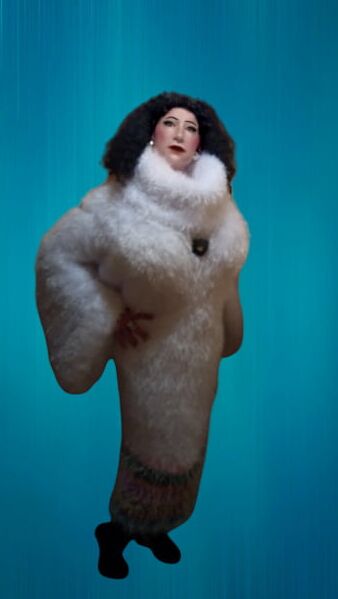 crossdressed in Fluffy deco fur dress fetish