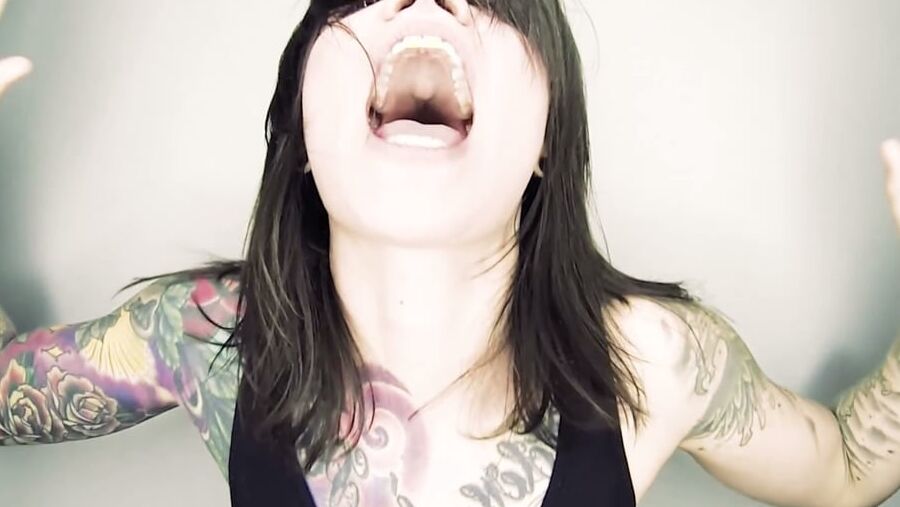 Rock Singer Renee Phoenix With Her Big Sexy Mouth Open