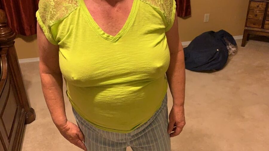 Granny Braless At Home