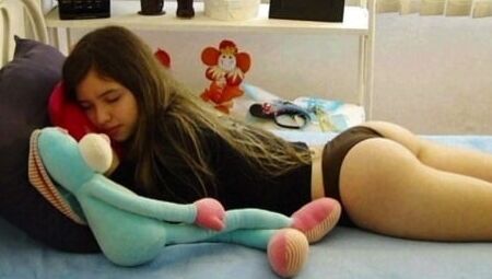 Naughty Girl with Teddy Bears-