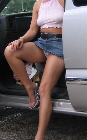 mature denim upskirt