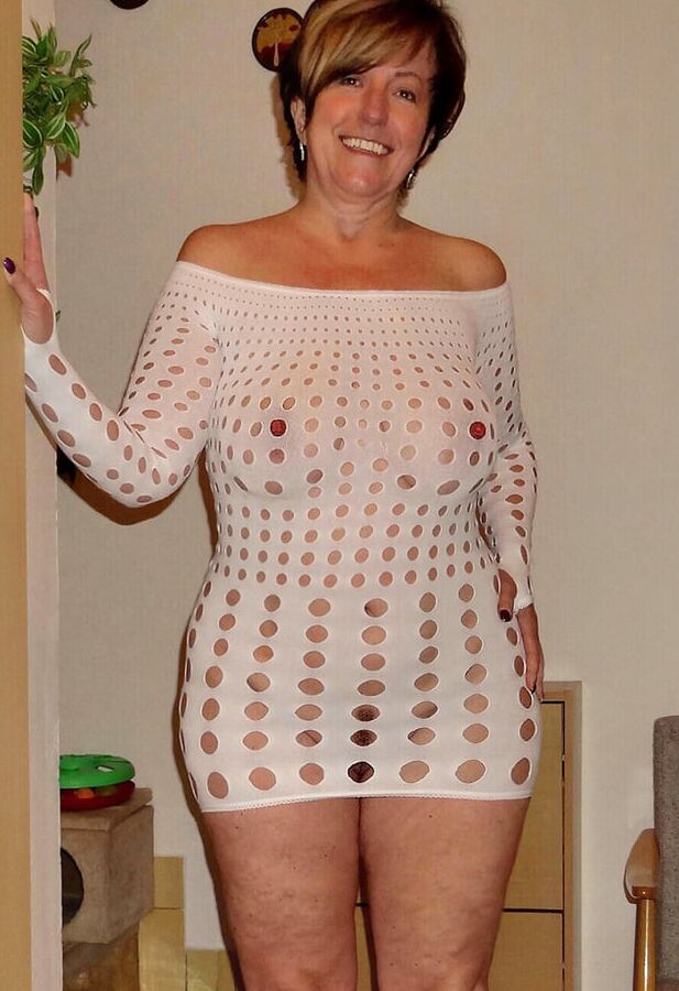 She half-dressed, half-naked ...