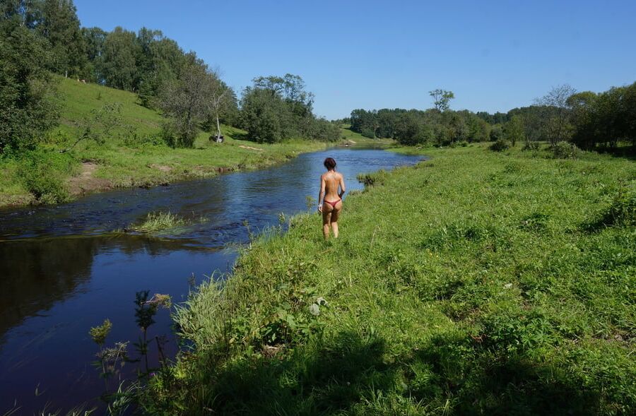 Nude walk upon river