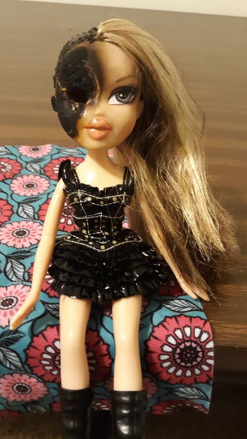 Cumming on my bratz burn victim