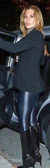Female Celebrity Boots &amp; Leather - Hilaria Baldwin